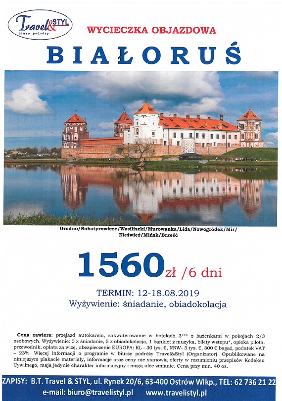 Wolne miejsca na wycieczkę na Białoruś z biurem Travel & Styl