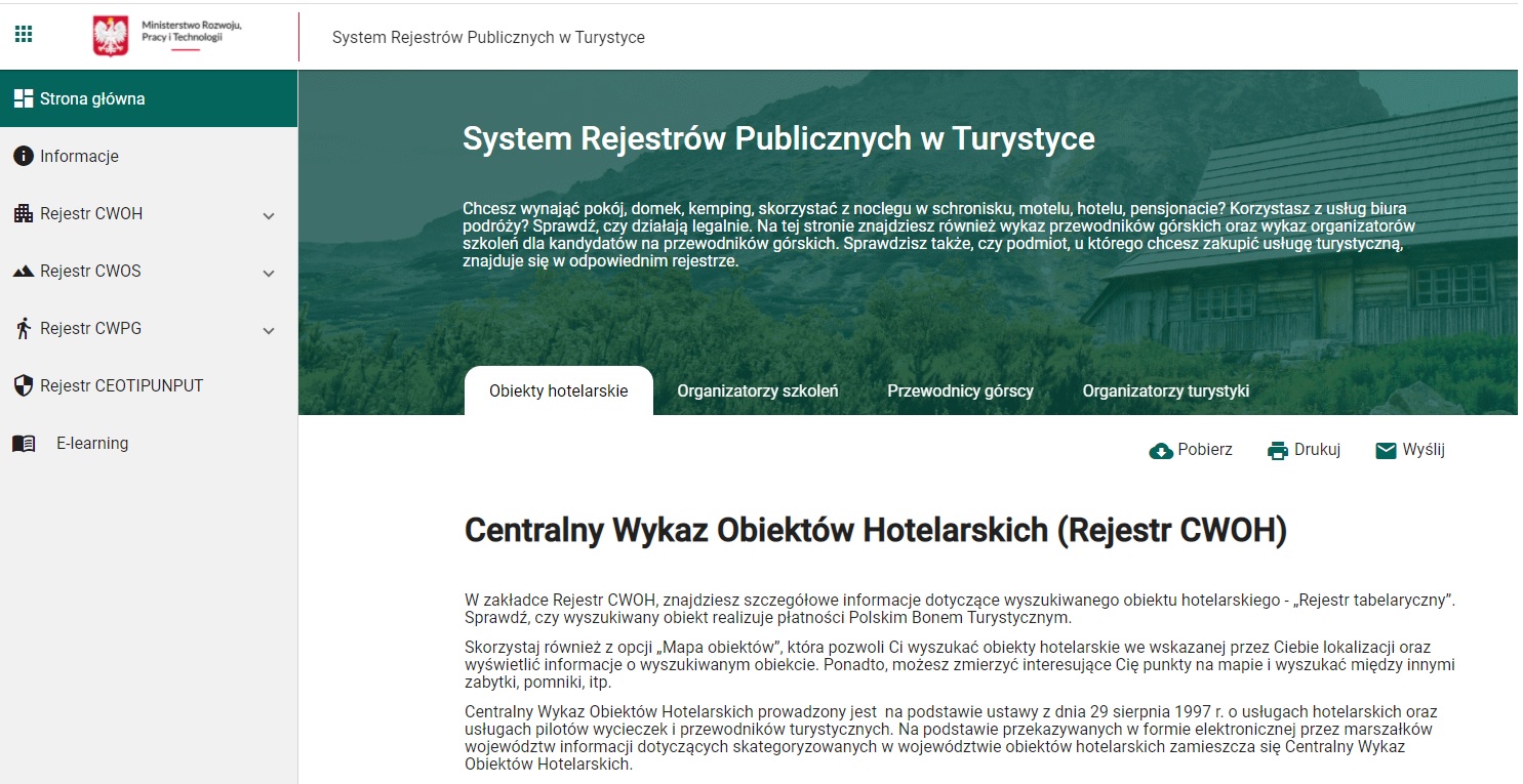 System Rejestrów Publicznych w Turystyce – www.turystyka.gov.pl